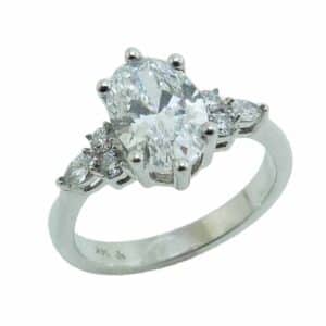White Gold Engagement Ring With Oval Lab Grown Centre